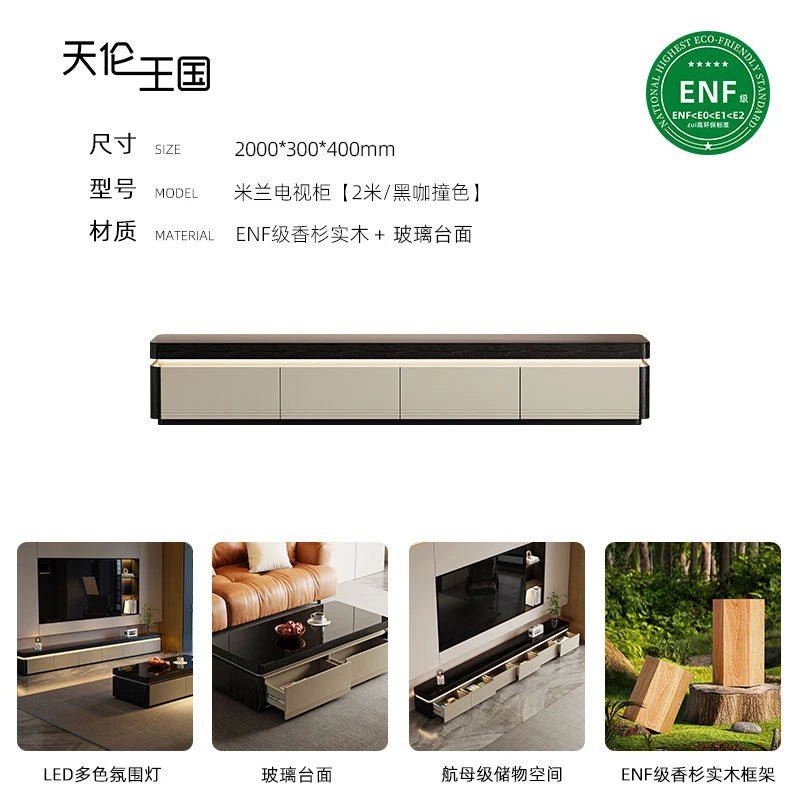 Elegant Space Saving TV Stand Eco Friendly Materials Sustainable Modern Aesthetics TV Stand Sliding Doors Living Room Furniture - WAREHOUSE SHOP