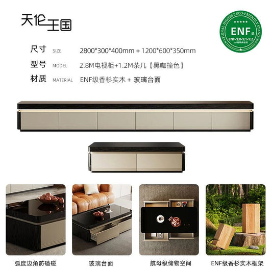 Elegant Space Saving TV Stand Eco Friendly Materials Sustainable Modern Aesthetics TV Stand Sliding Doors Living Room Furniture - WAREHOUSE SHOP