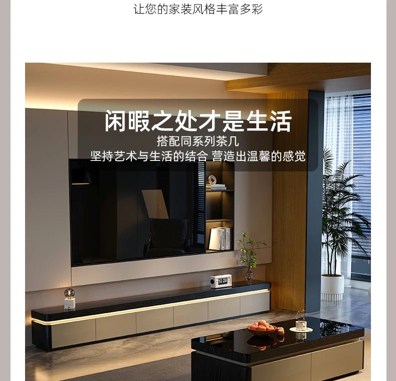 Elegant Space Saving TV Stand Eco Friendly Materials Sustainable Modern Aesthetics TV Stand Sliding Doors Living Room Furniture - WAREHOUSE SHOP