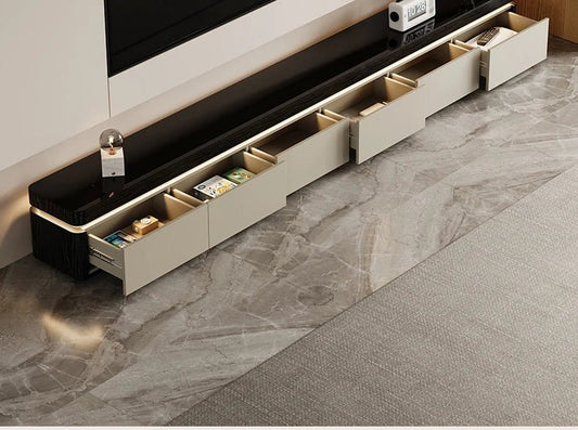 Elegant Space Saving TV Stand Eco Friendly Materials Sustainable Modern Aesthetics TV Stand Sliding Doors Living Room Furniture - WAREHOUSE SHOP