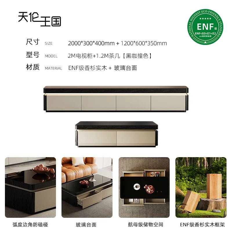 Elegant Space Saving TV Stand Eco Friendly Materials Sustainable Modern Aesthetics TV Stand Sliding Doors Living Room Furniture - WAREHOUSE SHOP