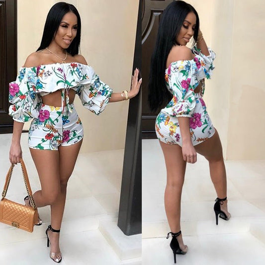 European and American sexy digital printing pile sleeves two - piece - WAREHOUSE SHOP