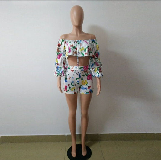 European and American sexy digital printing pile sleeves two - piece - WAREHOUSE SHOP