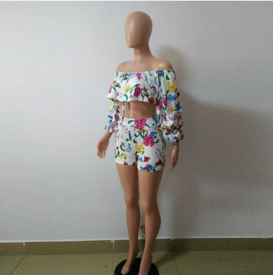 European and American sexy digital printing pile sleeves two - piece - WAREHOUSE SHOP