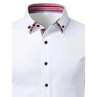 FGKKS Men Shirt Brand New Men's Fashion Patchwork Long Sleeve Elastic Shirt Four Season Male Dress Smart Casual Shirts - WAREHOUSE SHOP