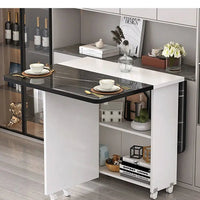Folding dining table household multifunctional belt wheel movable rectangular restaurant dormitory dining table - WAREHOUSE SHOP