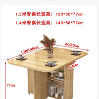 Folding dining table household multifunctional belt wheel movable rectangular restaurant dormitory dining table - WAREHOUSE SHOP