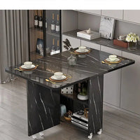 Folding dining table household multifunctional belt wheel movable rectangular restaurant dormitory dining table - WAREHOUSE SHOP
