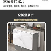 Folding dining table household multifunctional belt wheel movable rectangular restaurant dormitory dining table - WAREHOUSE SHOP