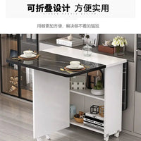 Folding dining table household multifunctional belt wheel movable rectangular restaurant dormitory dining table - WAREHOUSE SHOP