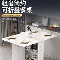 Folding dining table household multifunctional belt wheel movable rectangular restaurant dormitory dining table - WAREHOUSE SHOP