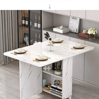Folding dining table household multifunctional belt wheel movable rectangular restaurant dormitory dining table - WAREHOUSE SHOP