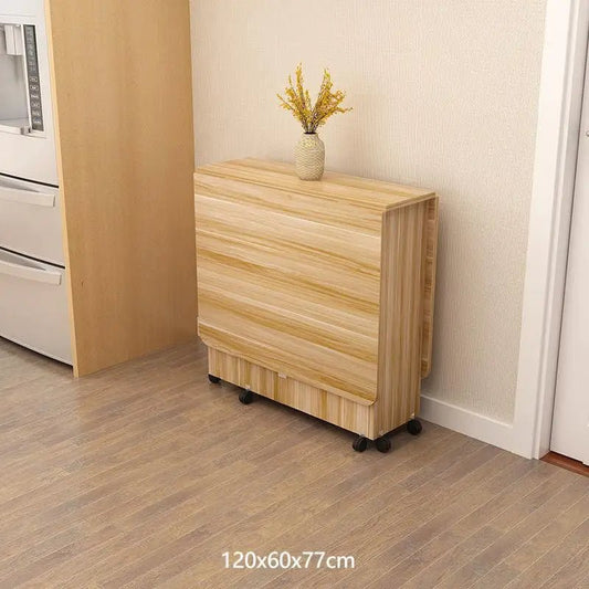Folding dining table household multifunctional belt wheel movable rectangular restaurant dormitory dining table - WAREHOUSE SHOP