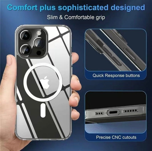 For Phone 15 14 Plus, Pro, Pro Max Case, Compatible With MagSafe, Shockproof Military - Grade Protection, Magnetic Phone Case For Phone 15 14 Plus, Pro, Pro Max, Classic Hybrid Case - WAREHOUSE SHOP