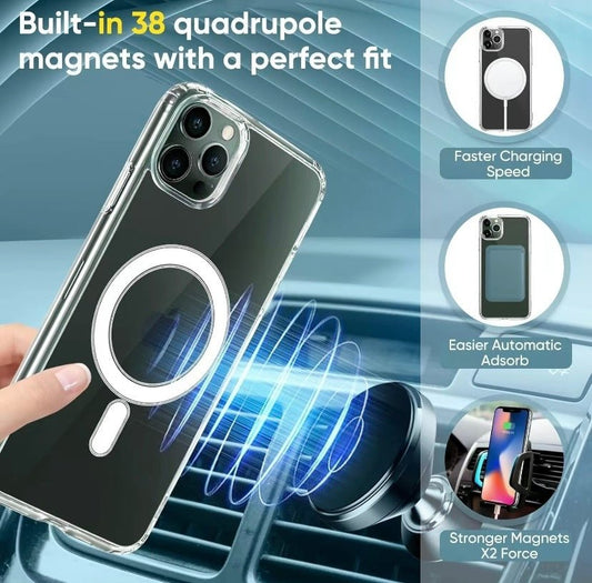For Phone 15 14 Plus, Pro, Pro Max Case, Compatible With MagSafe, Shockproof Military - Grade Protection, Magnetic Phone Case For Phone 15 14 Plus, Pro, Pro Max, Classic Hybrid Case - WAREHOUSE SHOP