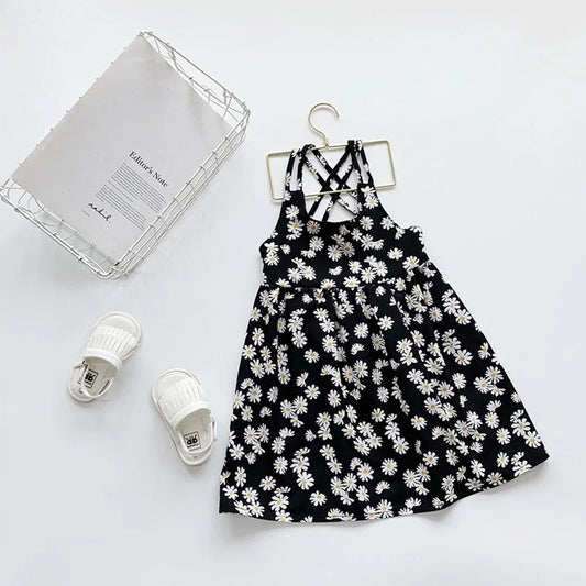 Girls Little Daisy Printed Slip Sleeveless Dress. Kids Dresses for Girls 2 To 6 Years, Flower Girl weddings Dresses - WAREHOUSE SHOP