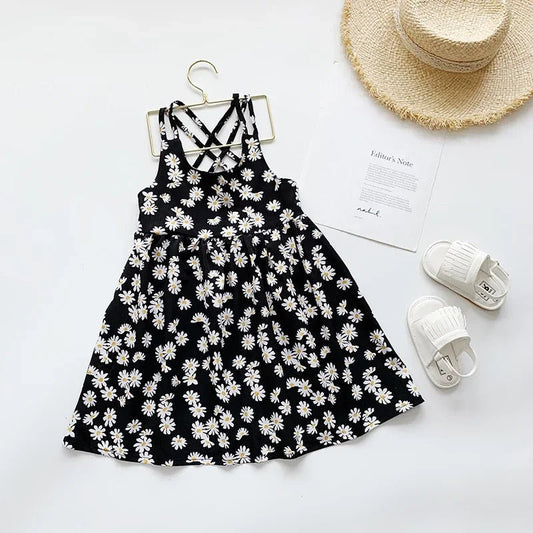 Girls Little Daisy Printed Slip Sleeveless Dress. Kids Dresses for Girls 2 To 6 Years, Flower Girl weddings Dresses - WAREHOUSE SHOP