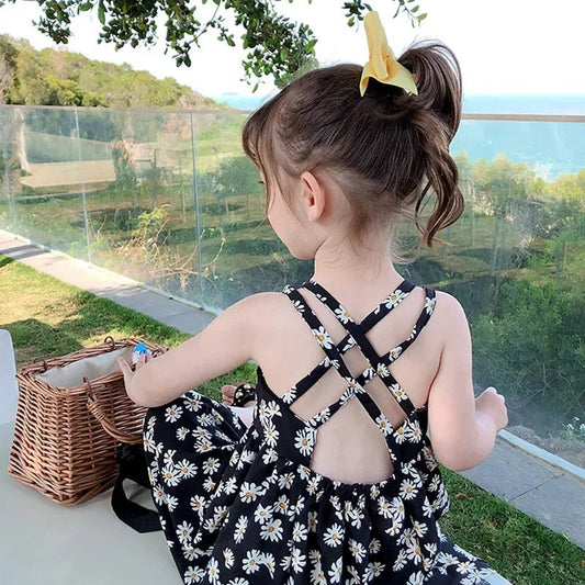 Girls Little Daisy Printed Slip Sleeveless Dress. Kids Dresses for Girls 2 To 6 Years, Flower Girl weddings Dresses - WAREHOUSE SHOP