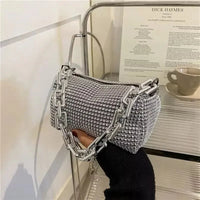 Glitter Chain Rhinestone Bucket Bag, Prom Purse, Women's Mini Crossbody Bag. - WAREHOUSE SHOP