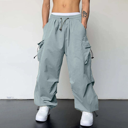 Harajuku Oversized Cargo Parachute Pants For Men Y2k Hip Hop Wide Leg Pants Joggers Streetwear Vintage Baggy Casual Sweatpants - WAREHOUSE SHOP