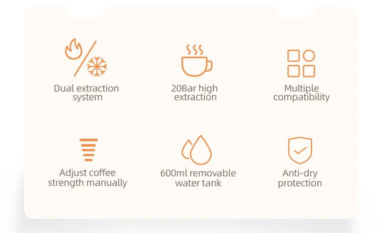 HiBREW Multiple Capsule Coffee Machine, Hot/Cold Dolce Gusto Milk Nespresso Capsule ESE Pod Ground Coffee Cafeteria 20Bar 5 in 1 - WAREHOUSE SHOP