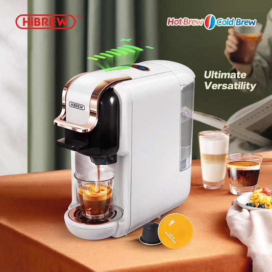 HiBREW Multiple Capsule Coffee Machine, Hot/Cold Dolce Gusto Milk Nespresso Capsule ESE Pod Ground Coffee Cafeteria 20Bar 5 in 1 - WAREHOUSE SHOP