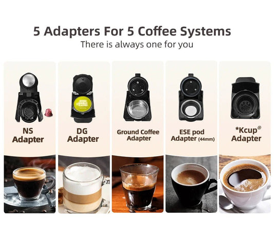 HiBREW Multiple Capsule Coffee Machine, Hot/Cold Dolce Gusto Milk Nespresso Capsule ESE Pod Ground Coffee Cafeteria 20Bar 5 in 1 - WAREHOUSE SHOP
