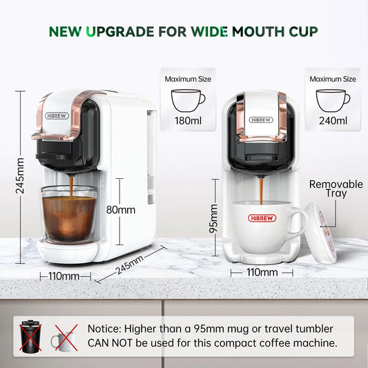 HiBREW Multiple Capsule Coffee Machine, Hot/Cold Dolce Gusto Milk Nespresso Capsule ESE Pod Ground Coffee Cafeteria 20Bar 5 in 1 - WAREHOUSE SHOP