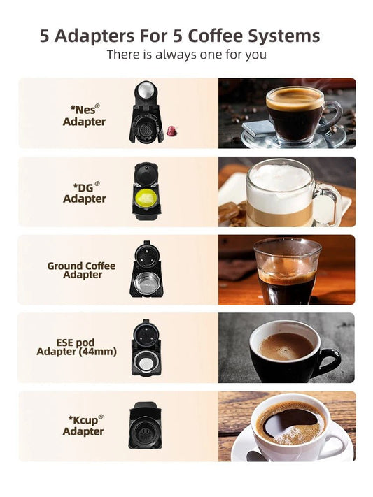 HiBREW Multiple Capsule Coffee Machine, Hot/Cold Dolce Gusto Milk Nespresso Capsule ESE Pod Ground Coffee Cafeteria 20Bar 5 in 1 - WAREHOUSE SHOP