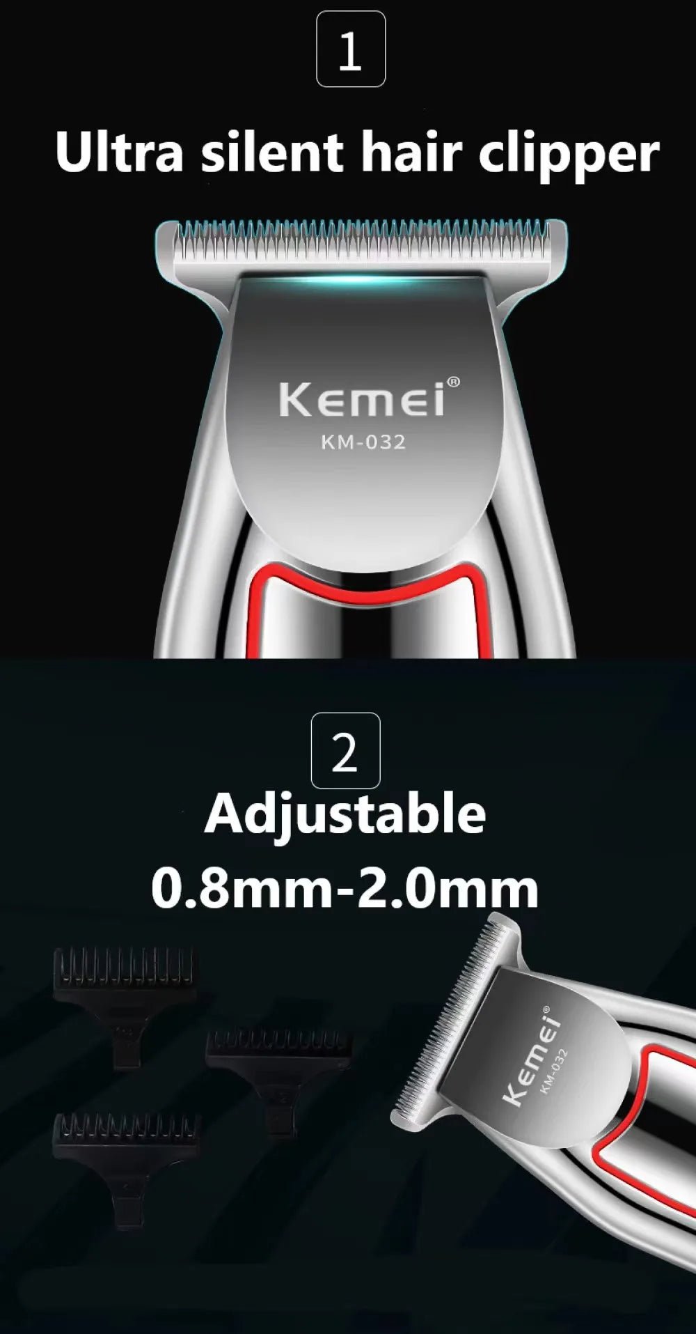 KEMEI Profession Hair Trimmer Electric Beard Trimmer For Men Hair Clipper Hair Cutter Machine Hair Cut Grooming Kit KM - 032 - WAREHOUSE SHOP