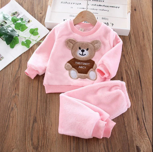 Kids’ 3 - piece cartoon clothing set with hooded sweater, perfect for boys and girls ages 0–4 for autumn and winter wear. - WAREHOUSE SHOP