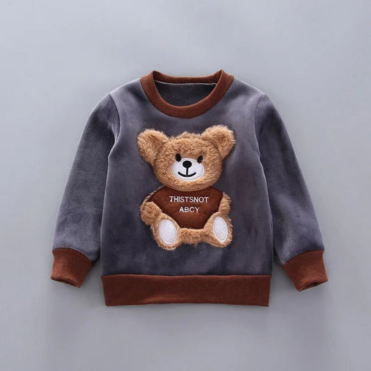 Kids’ 3 - piece cartoon clothing set with hooded sweater, perfect for boys and girls ages 0–4 for autumn and winter wear. - WAREHOUSE SHOP