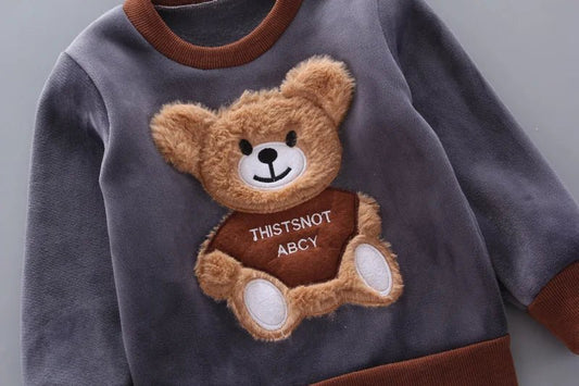Kids’ 3 - piece cartoon clothing set with hooded sweater, perfect for boys and girls ages 0–4 for autumn and winter wear. - WAREHOUSE SHOP