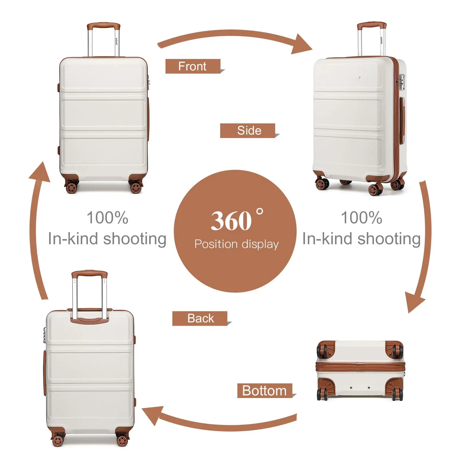 Kono Lightweight Cabin Suitcase - 20/24/28 Inch ABS Hard Shell, Fits EasyJet Under Seat, large - Compact Carry - On Trolley Case - WAREHOUSE SHOP