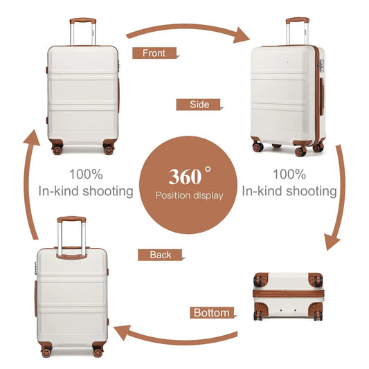 Kono Lightweight Cabin Suitcase - 20/24/28 Inch ABS Hard Shell, Fits EasyJet Under Seat, large - Compact Carry - On Trolley Case - WAREHOUSE SHOP