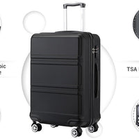 Kono Lightweight Cabin Suitcase - 20/24/28 Inch ABS Hard Shell, Fits EasyJet Under Seat, large - Compact Carry - On Trolley Case - WAREHOUSE SHOP