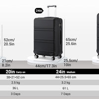 Kono Lightweight Cabin Suitcase - 20/24/28 Inch ABS Hard Shell, Fits EasyJet Under Seat, large - Compact Carry - On Trolley Case - WAREHOUSE SHOP