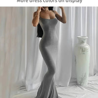Ladies Casual, Long Dress. Sexy Sleeveless Backless Bodycon Maxi Dresses. - WAREHOUSE SHOP
