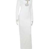 Ladies classic Dresses. Hollow Out Turtleneck Regular Long Sleeve Sheath Bodycon. - WAREHOUSE SHOP