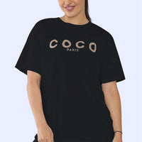 Ladies Coco Paris Printed Short Sleeve T-Shirt Top - WAREHOUSE SHOP