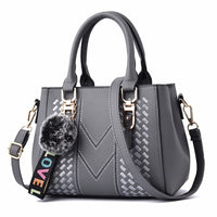 Leather embroidery messenger bag with stylish design, spacious handbag, and chic hair ball detail – perfect everyday sac à main. - WAREHOUSE SHOP