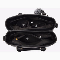 Leather embroidery messenger bag with stylish design, spacious handbag, and chic hair ball detail – perfect everyday sac à main. - WAREHOUSE SHOP