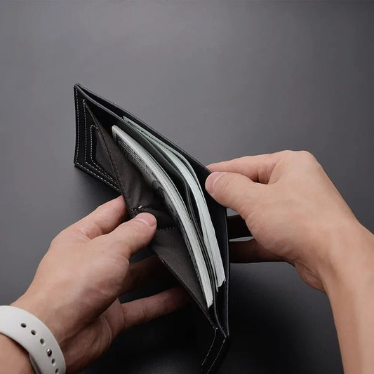Leather Men Short Wallet Thin Style Folding Young Men Credit Card Holder Wallet - WAREHOUSE SHOP