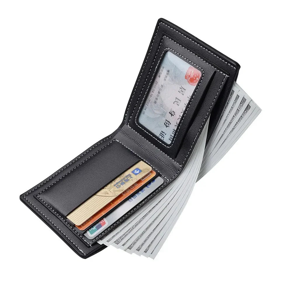 Leather Men Short Wallet Thin Style Folding Young Men Credit Card Holder Wallet - WAREHOUSE SHOP