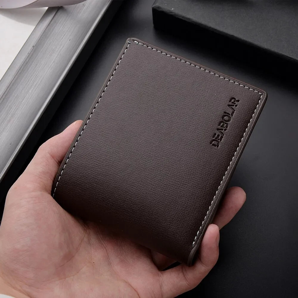 Leather Men Short Wallet Thin Style Folding Young Men Credit Card Holder Wallet - WAREHOUSE SHOP