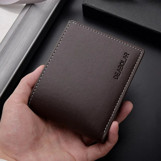 Leather Men Short Wallet Thin Style Folding Young Men Credit Card Holder Wallet - WAREHOUSE SHOP