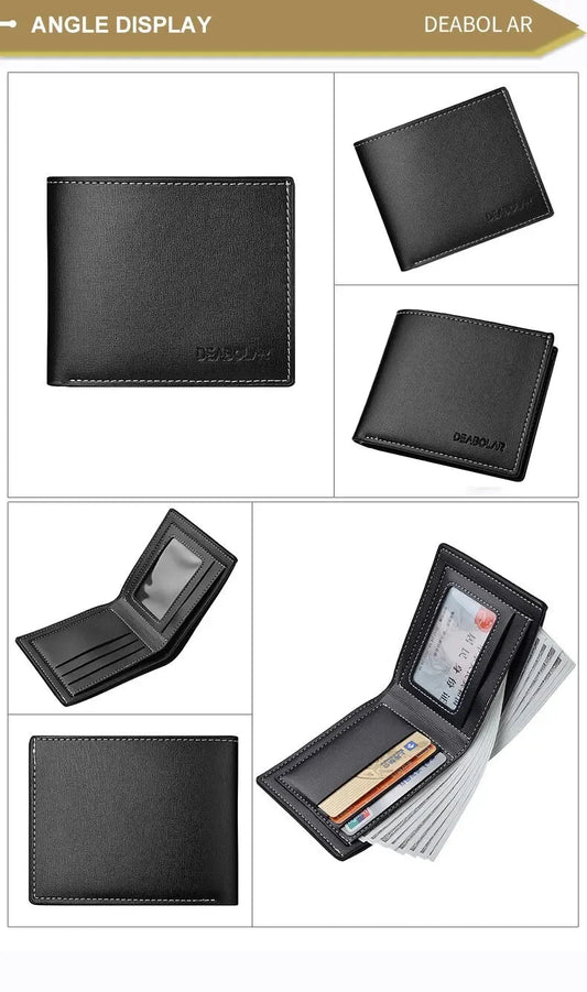 Leather Men Short Wallet Thin Style Folding Young Men Credit Card Holder Wallet - WAREHOUSE SHOP