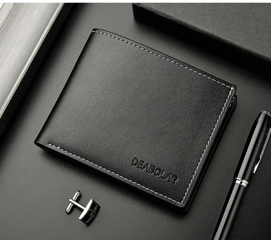 Leather Men Short Wallet Thin Style Folding Young Men Credit Card Holder Wallet - WAREHOUSE SHOP