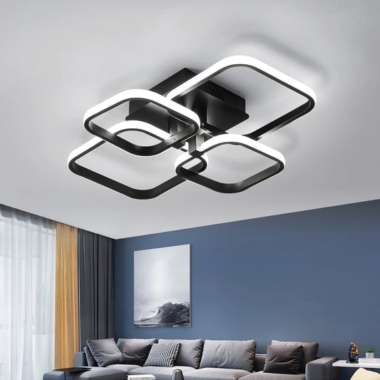 LED Ceiling Light,Modern Square LED Ceiling Lamp,60W Metal Acrylic Indoor Light for Bedroom,Study Room,Cool White Light 6000K - WAREHOUSE SHOP