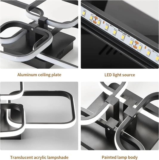 LED Ceiling Light,Modern Square LED Ceiling Lamp,60W Metal Acrylic Indoor Light for Bedroom,Study Room,Cool White Light 6000K - WAREHOUSE SHOP